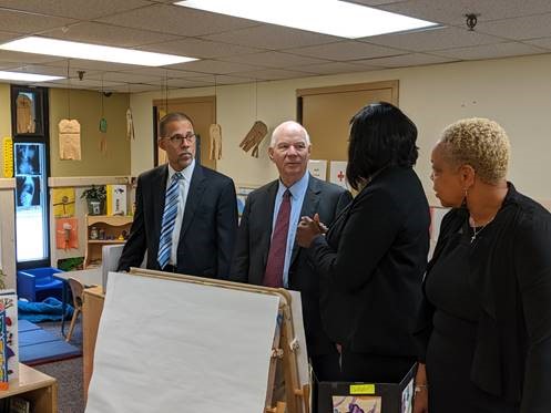 Senator Cardin and Congressman Brown visit a classroom at Joint Base Andrews’ Child Development Center 1